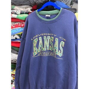 Vintage University of Kansas Jayhawks Sweatshirt Signature Sportswear Navy XL